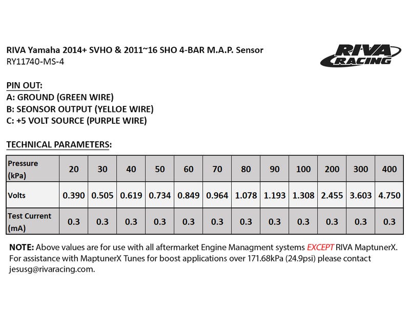 Riva Yamaha 2014+ SVHO & 2011~16 SHO 4-Bar Map Sensor Kit
